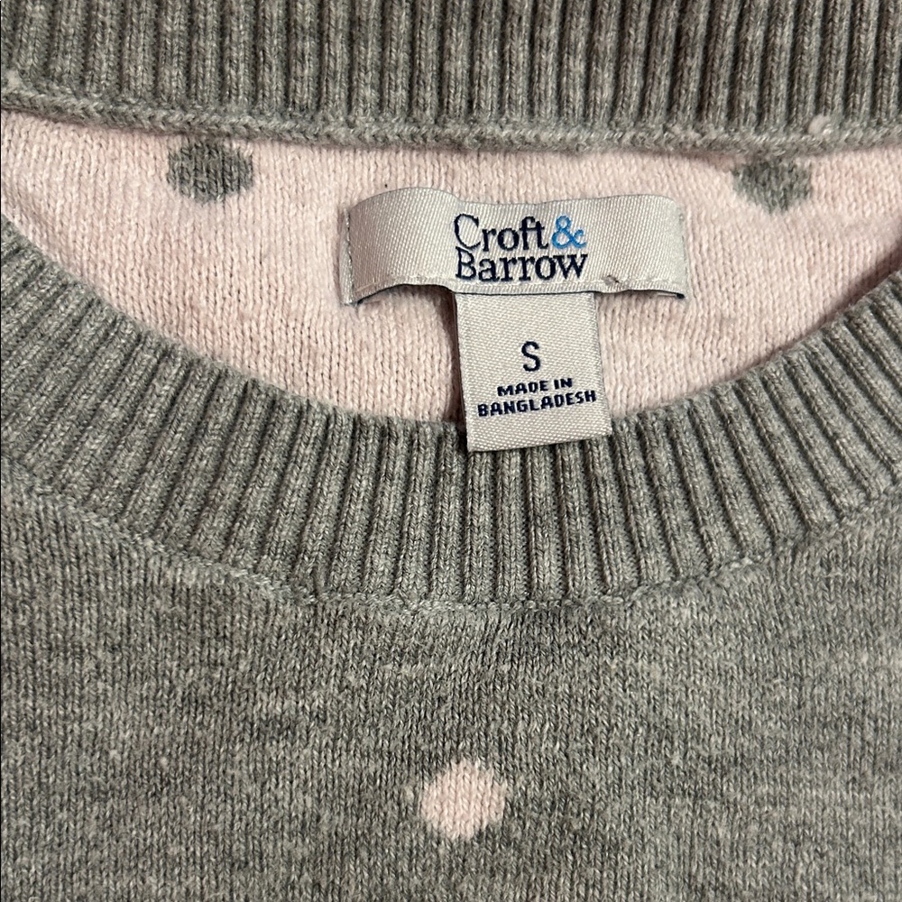 Croft & Barrow Gray Polka Dot Crewneck Sweater - Picture 2 of 3
